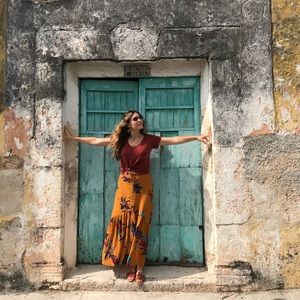 Pink diamond bohemian skirt